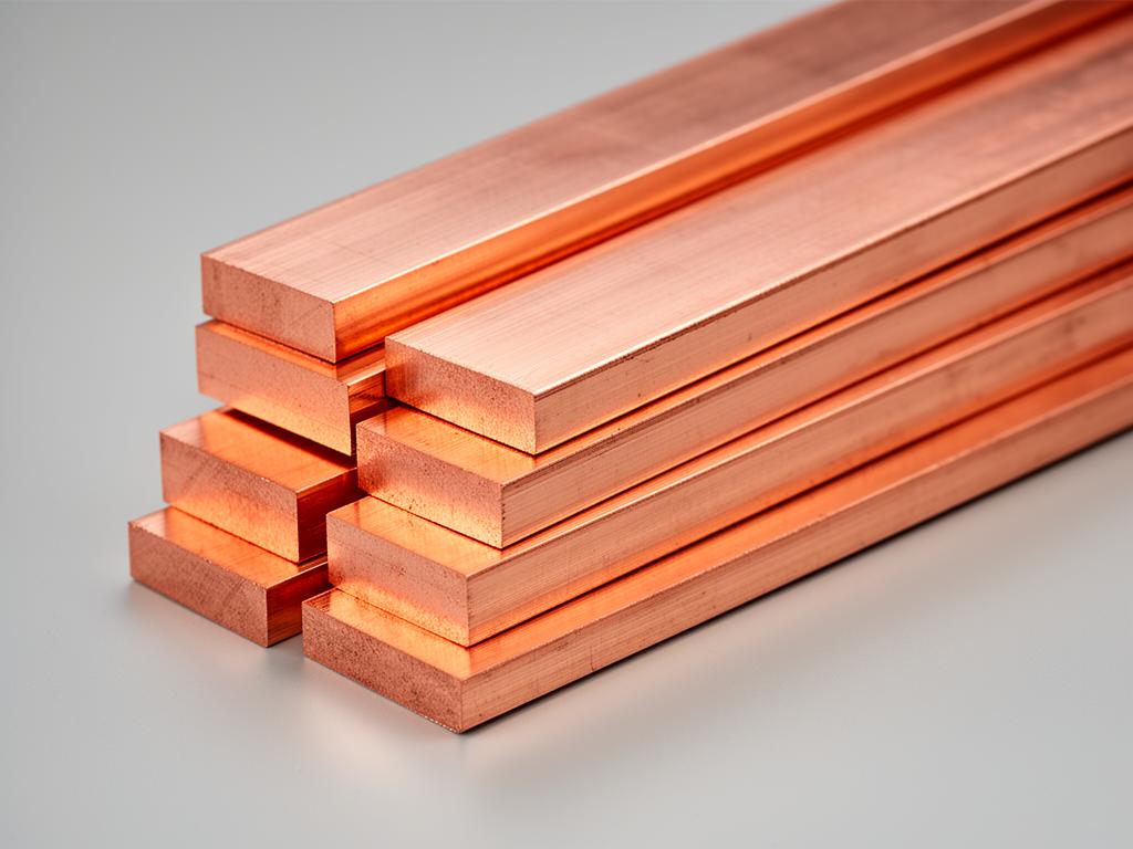Copper Flat Bar Supply cross-section and profile view